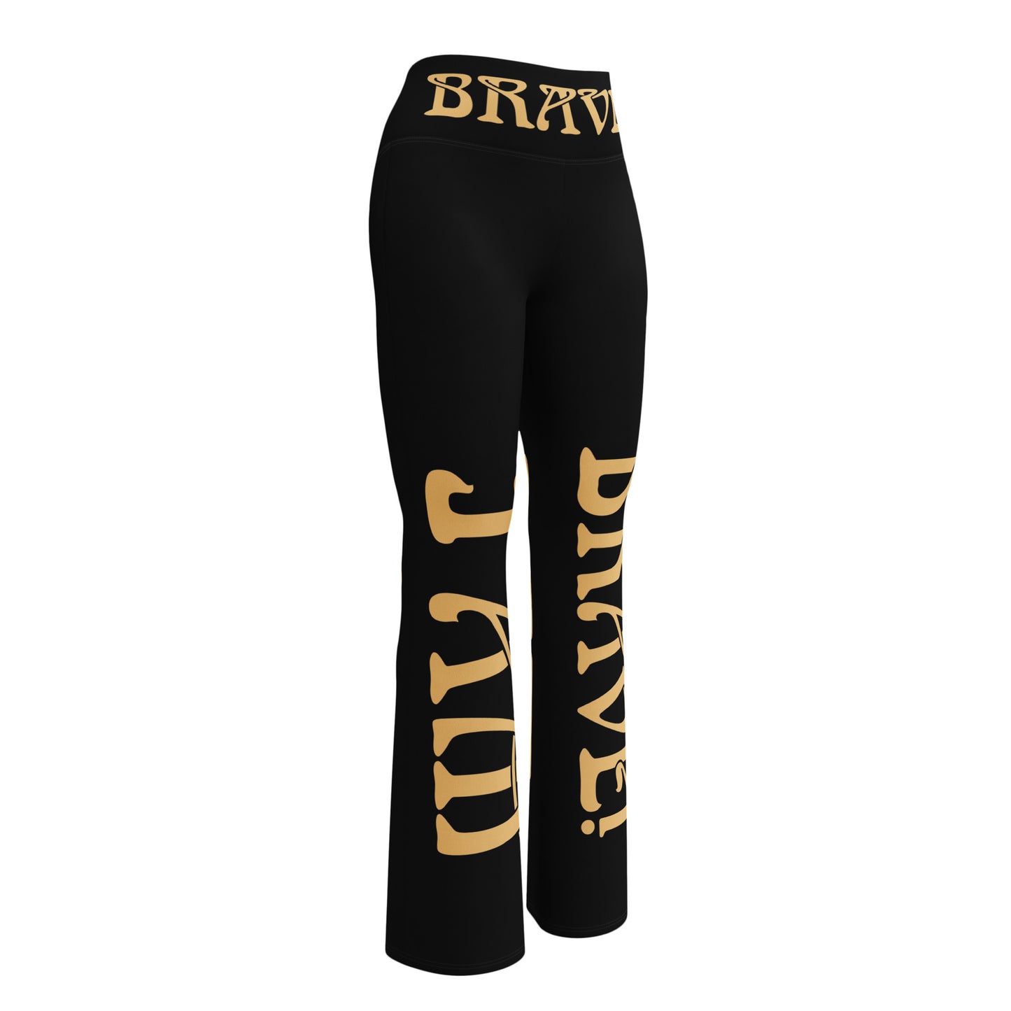 “I’AM BRAVE!” Black Flare Leggings W/Fawn Font