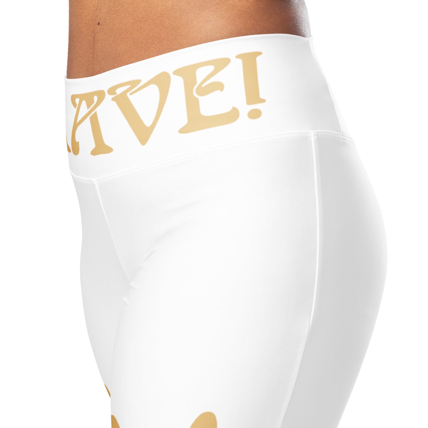 “I’AM BRAVE!” White Flare Leggings W/Fawn Font