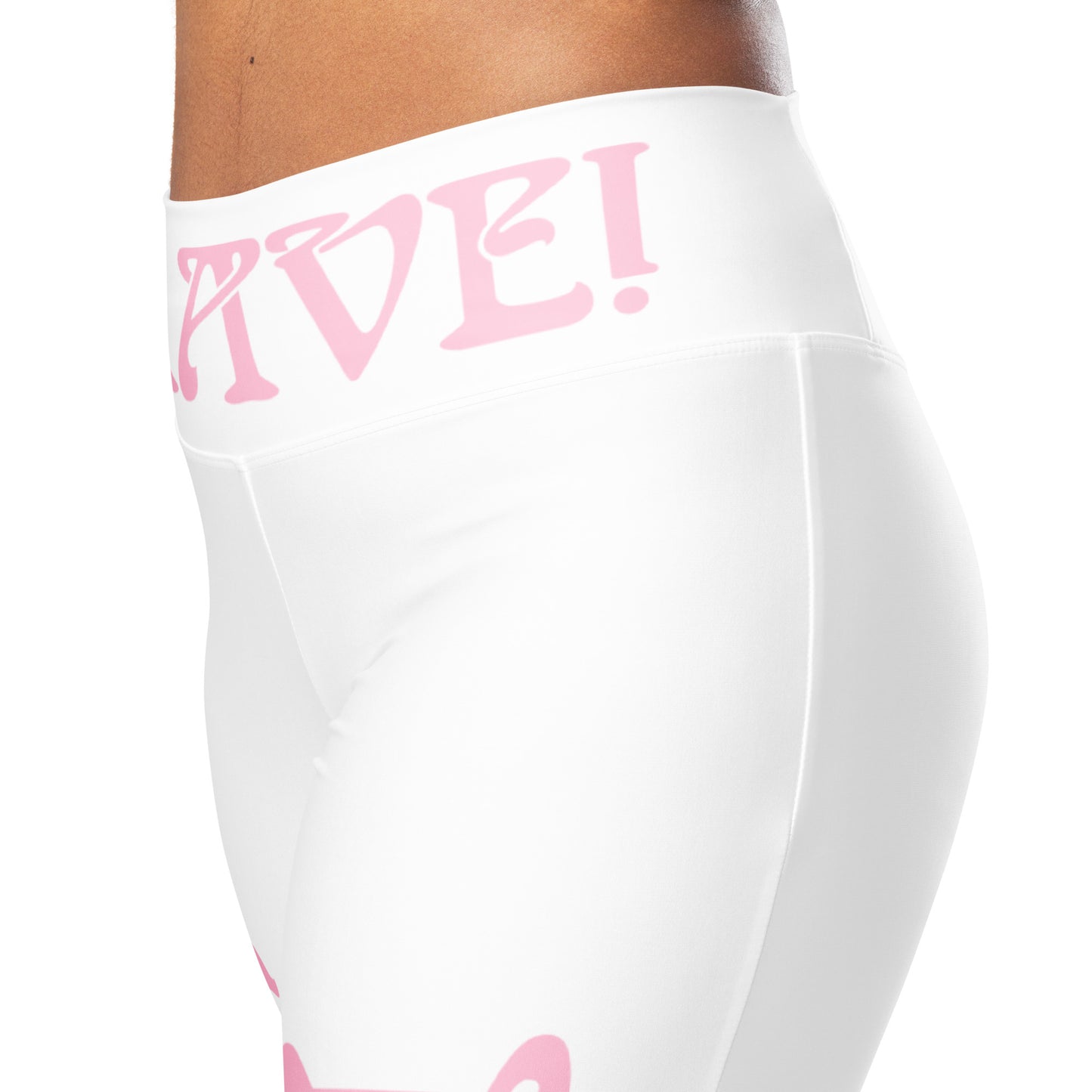 “I’AM BRAVE!” White Flare Leggings W/Cotton Candy Font