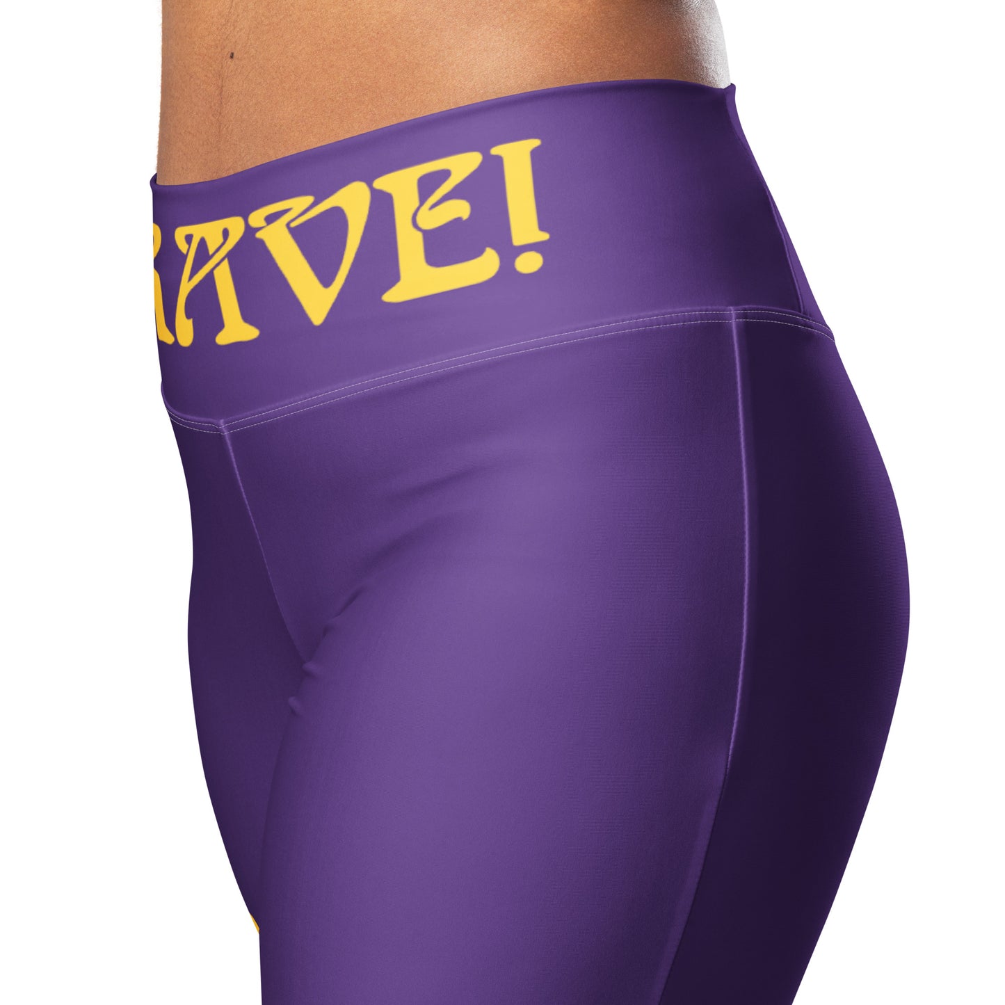 “I’AM BRAVE!” Purple Flare Leggings W/Yellow Font