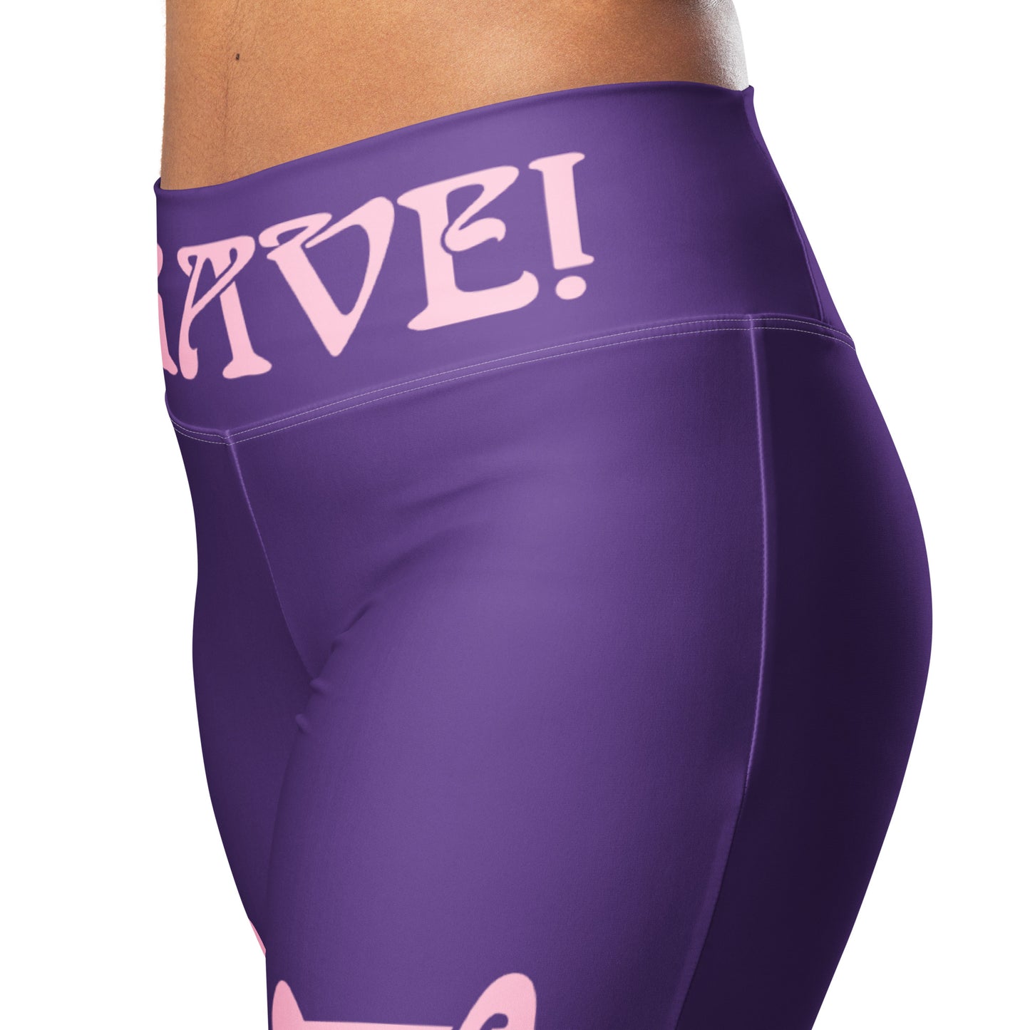 “I’AM BRAVE!” Purple Flare Leggings W/Cotton Candy Font