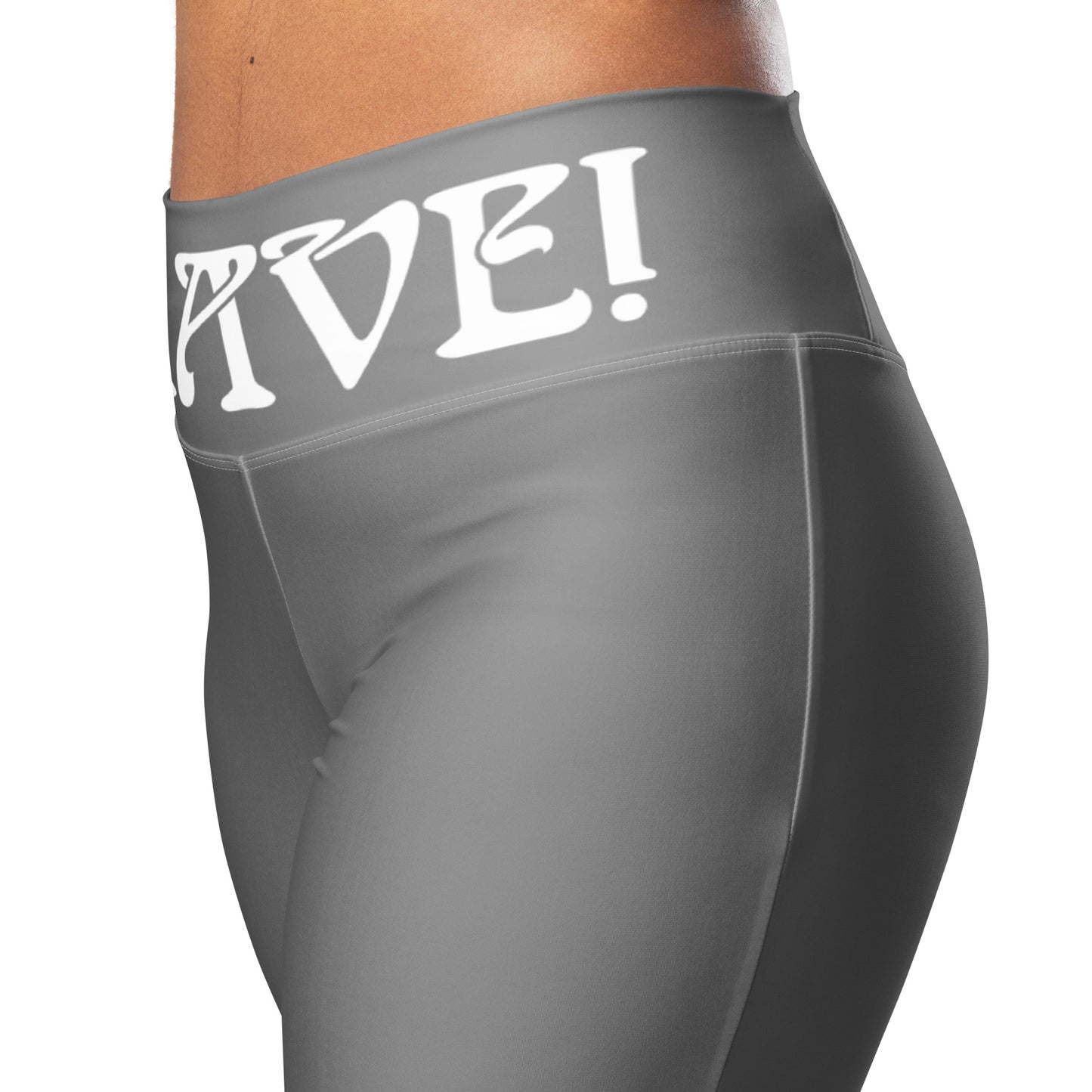 “I’AM BRAVE!” Grey Flare Leggings W/White Font