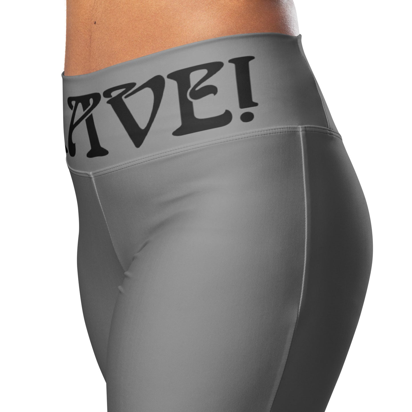 “I’AM BRAVE!” Grey Flare Leggings W/Black Font