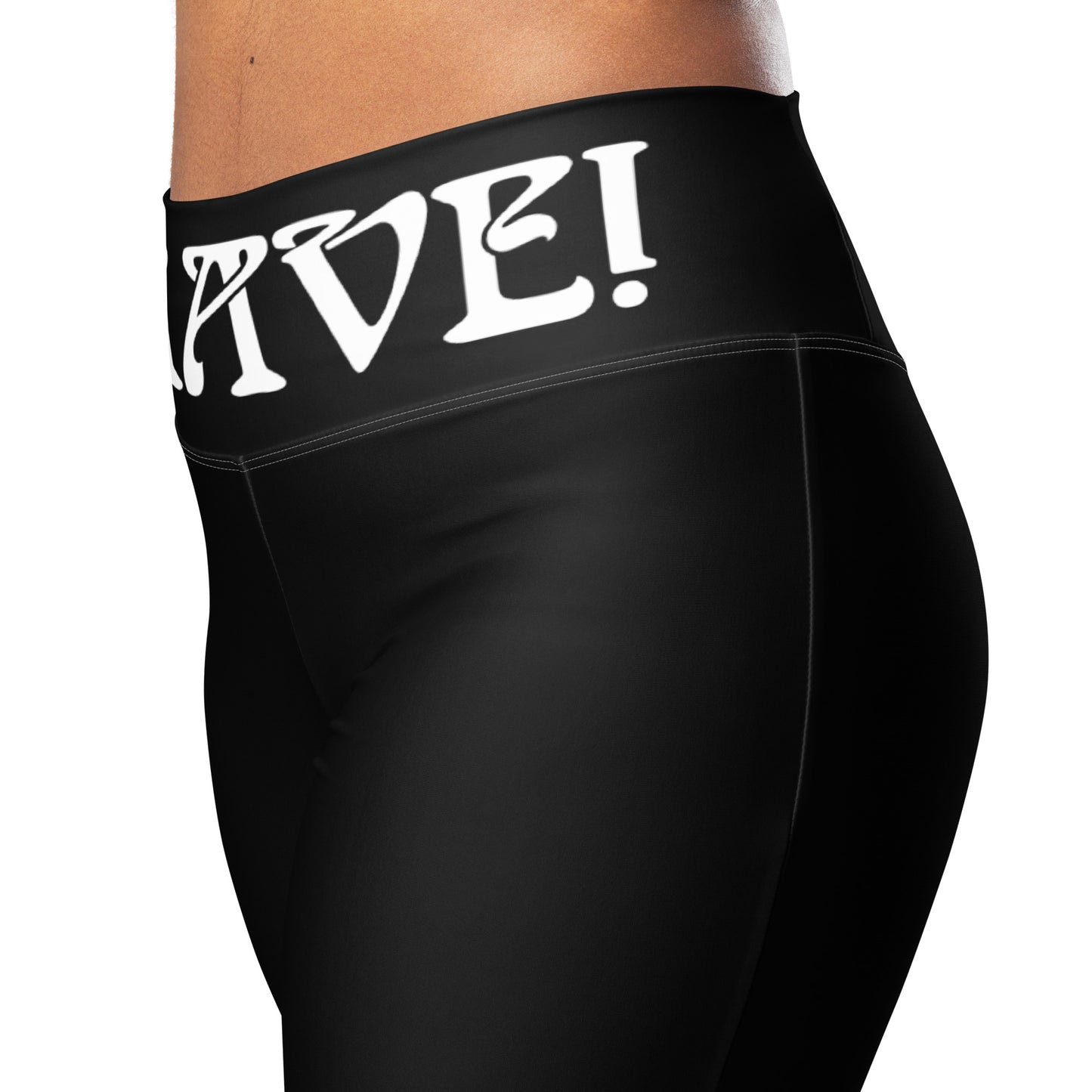 “I’AM BRAVE!” Black Flare Leggings W/White Font