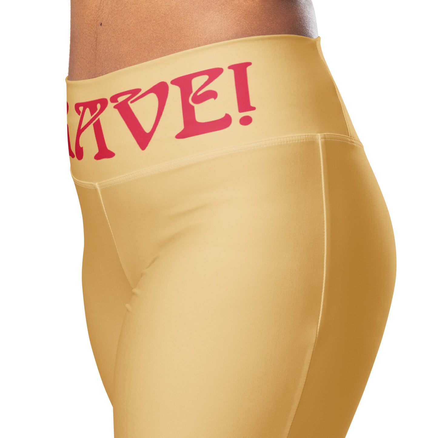 “I’AM BRAVE!” Fawn Flare Leggings W/Red Font