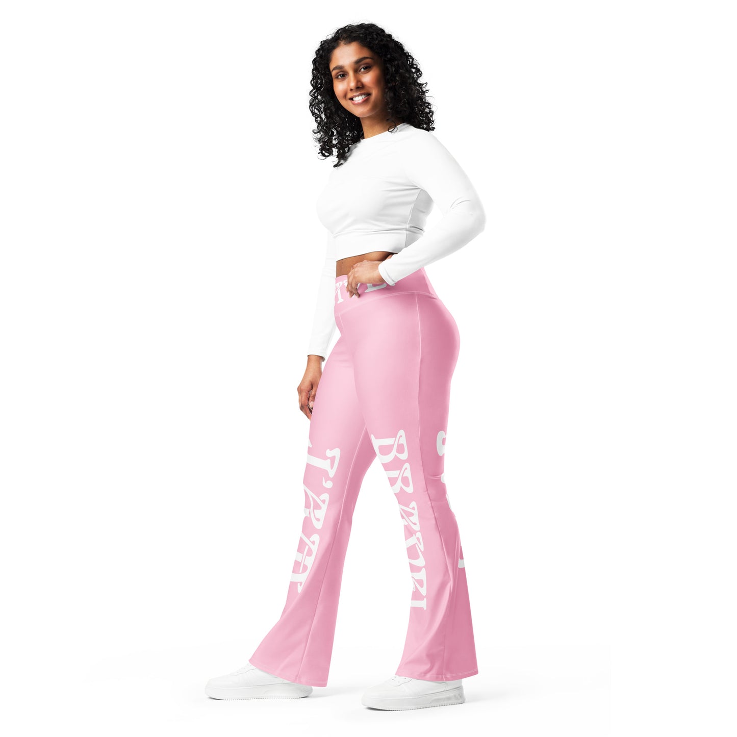 “I’AM BRAVE!” Cotton Candy Flare Leggings W/White Font