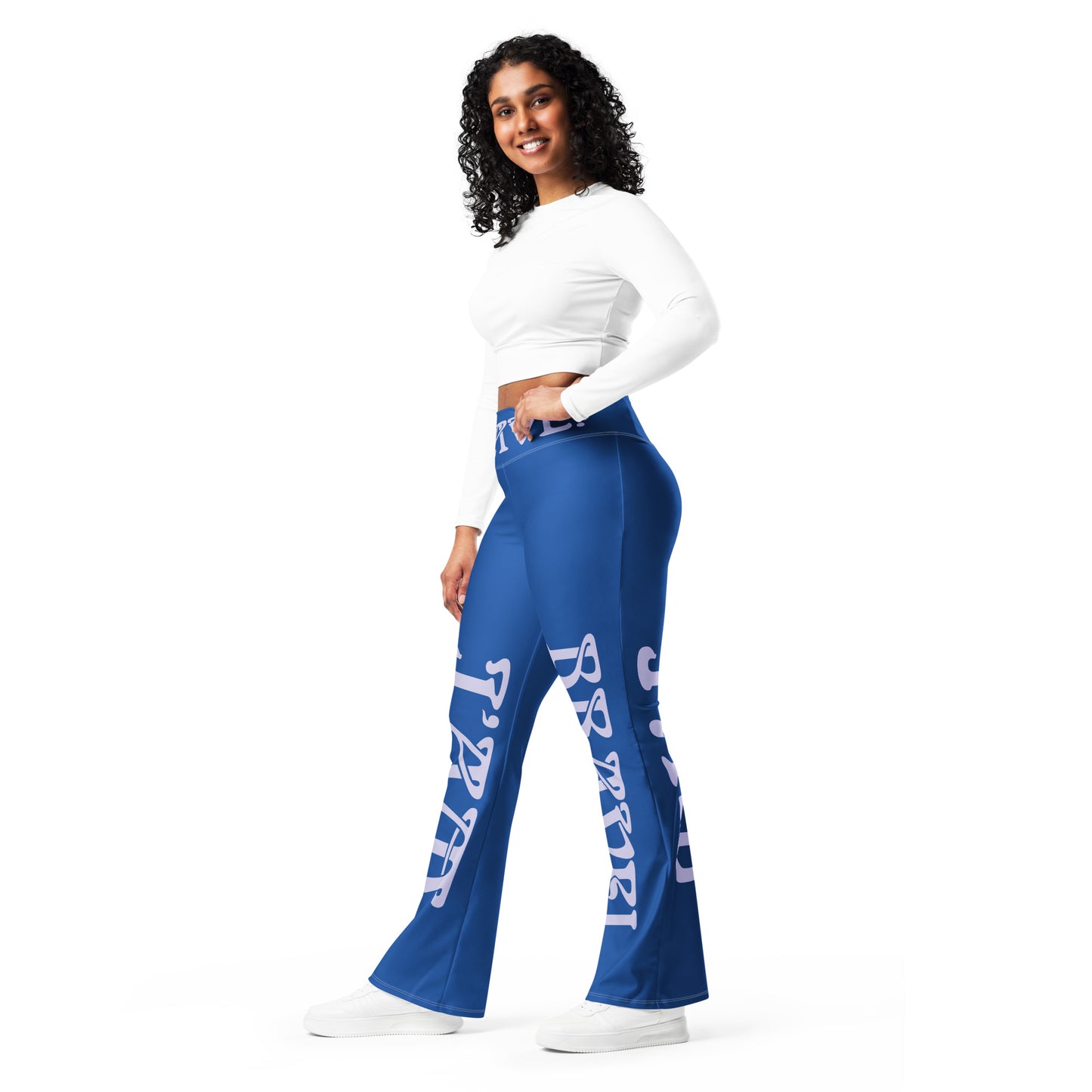 “I’AM BRAVE!” Blue Flare Leggings W/Melrose Font