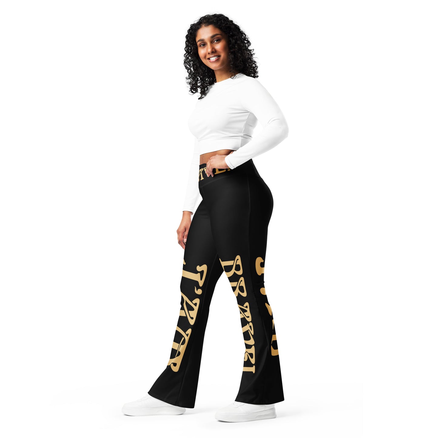 “I’AM BRAVE!” Black Flare Leggings W/Fawn Font