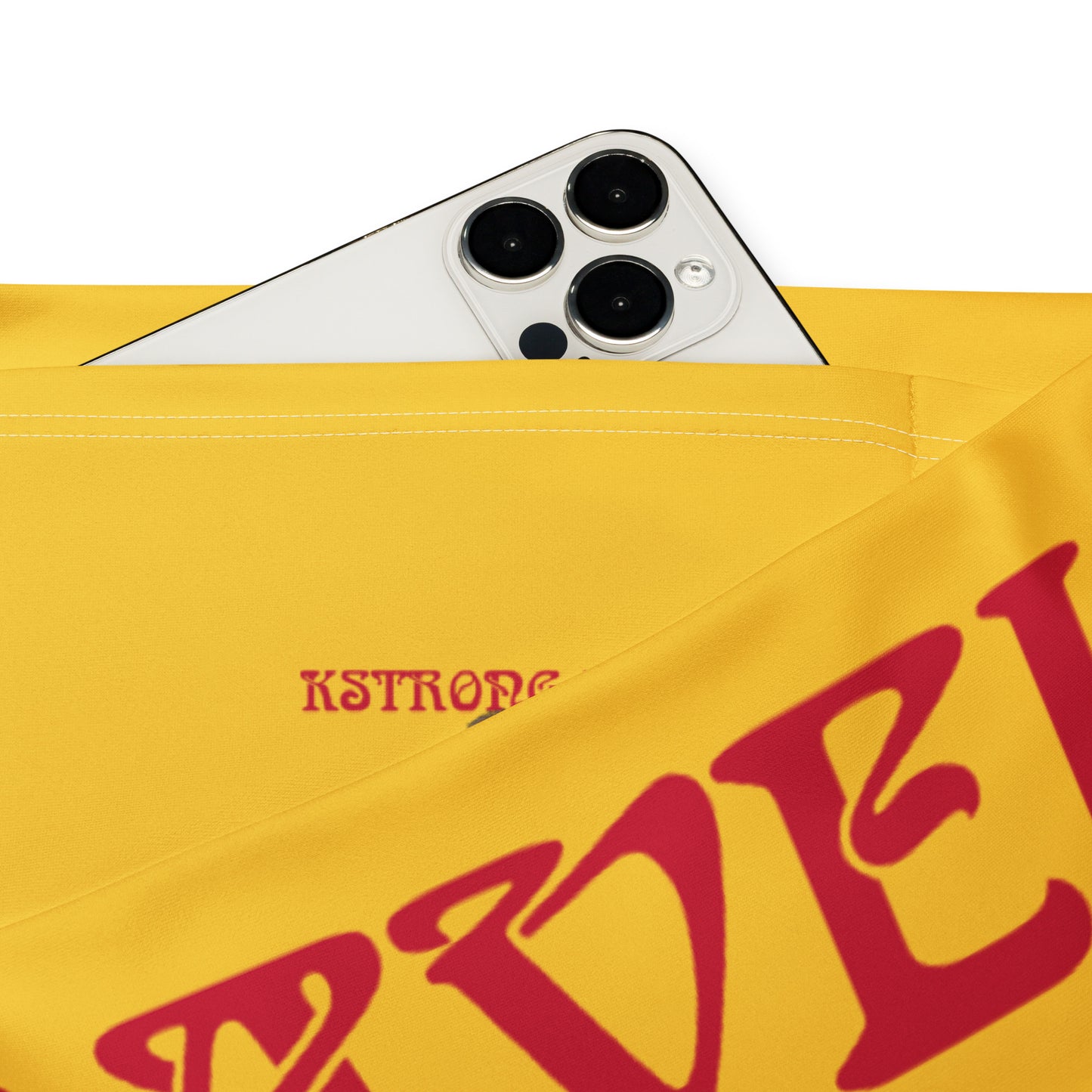 “I’AM BRAVE!” Yellow Flare Leggings W/Red Font