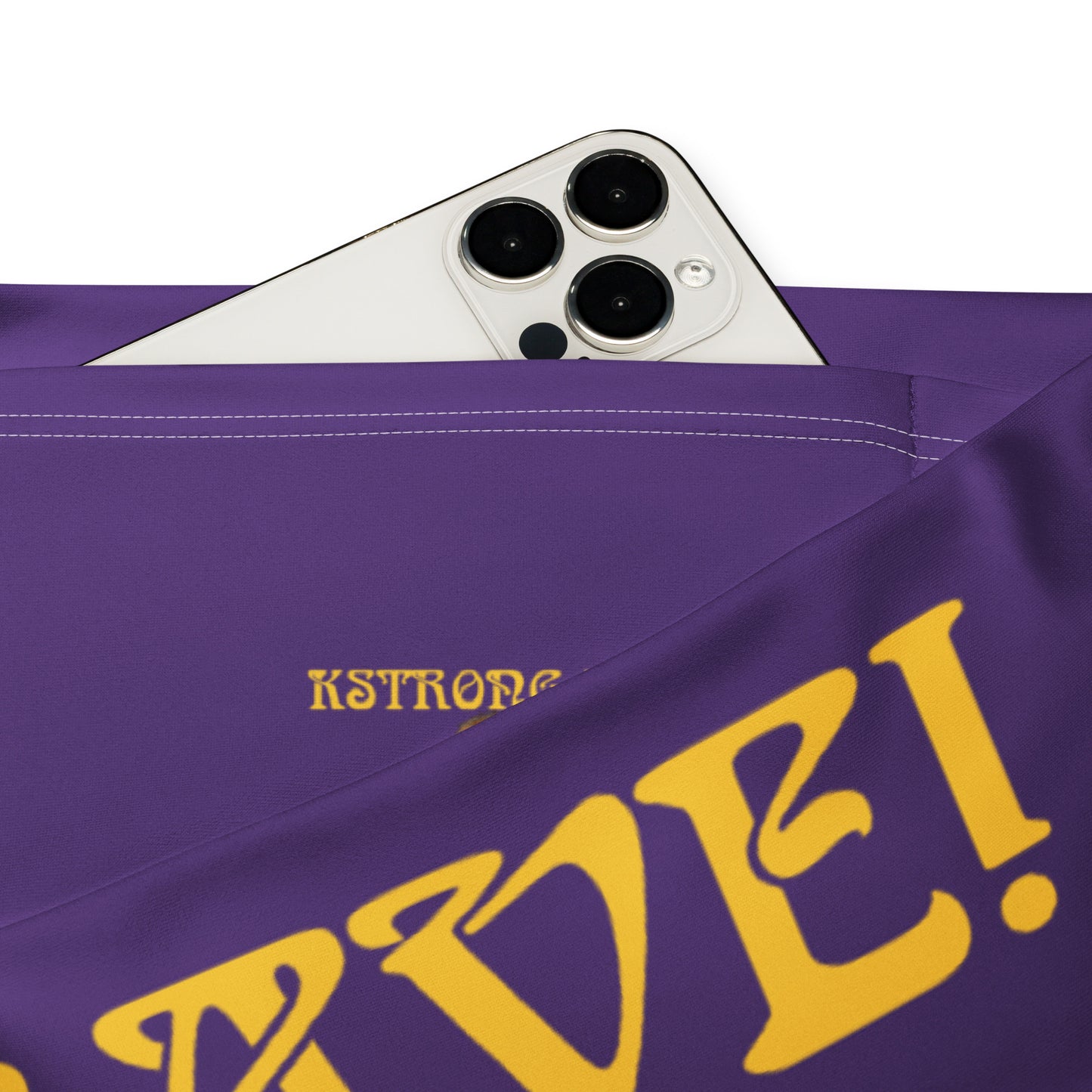 “I’AM BRAVE!” Purple Flare Leggings W/Yellow Font