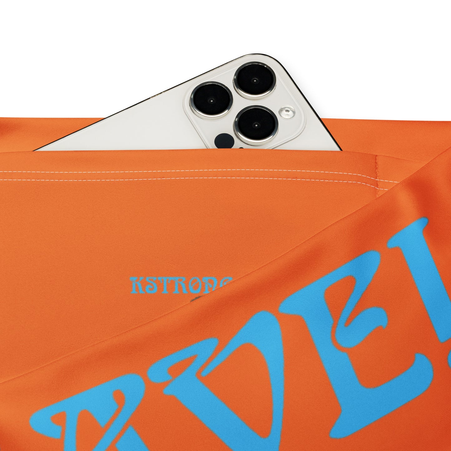 “I’AM BRAVE!” Orange Flare Leggings W/SkyBlue Font