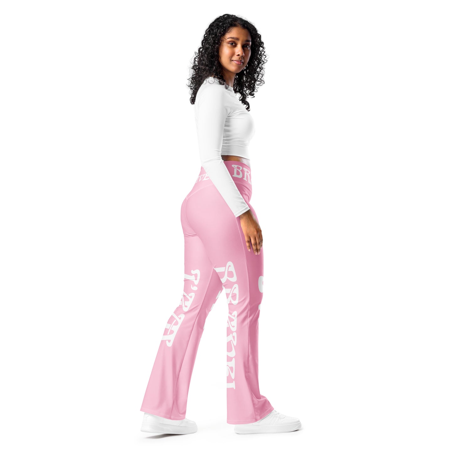 “I’AM BRAVE!” Cotton Candy Flare Leggings W/White Font