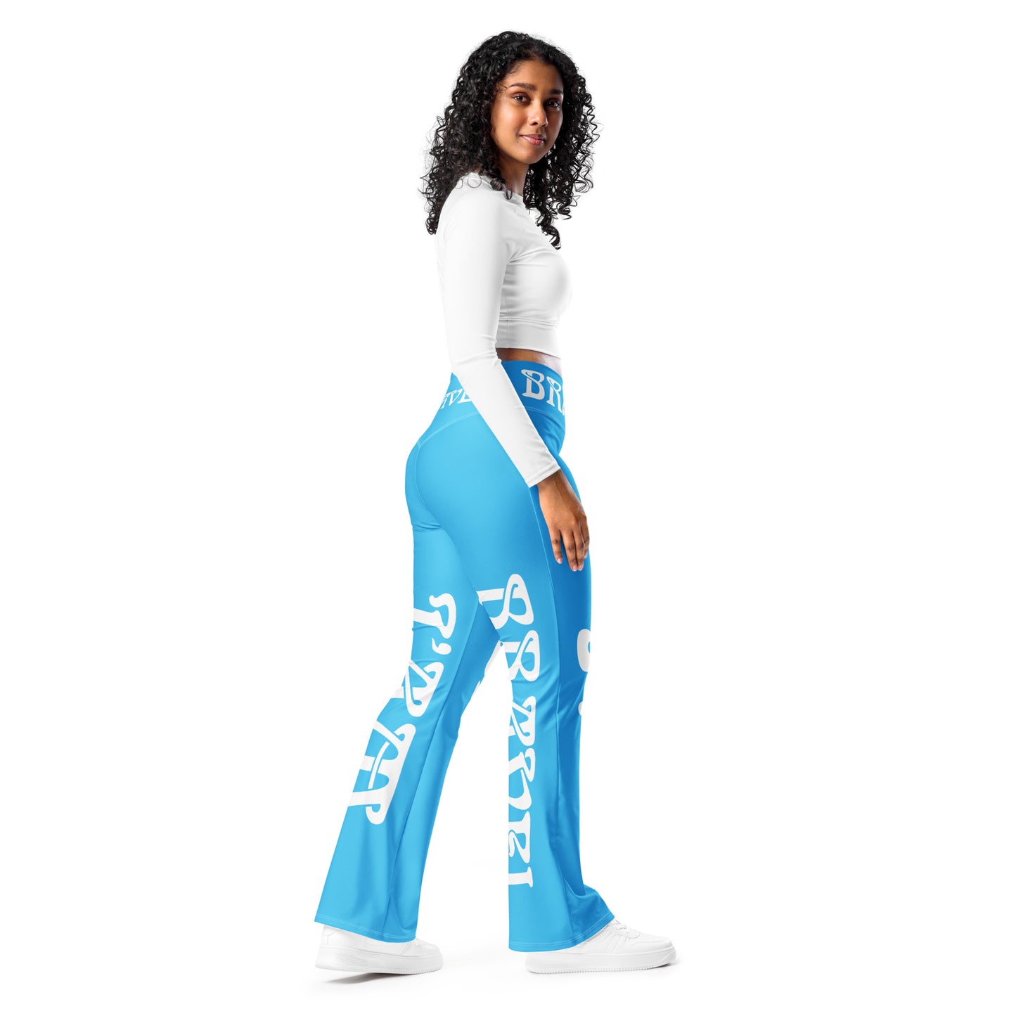 “I’AM BRAVE!” SkyBlue Flare Leggings W/White Font