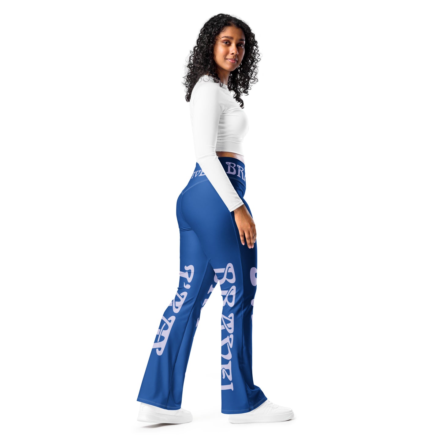 “I’AM BRAVE!” Blue Flare Leggings W/Melrose Font