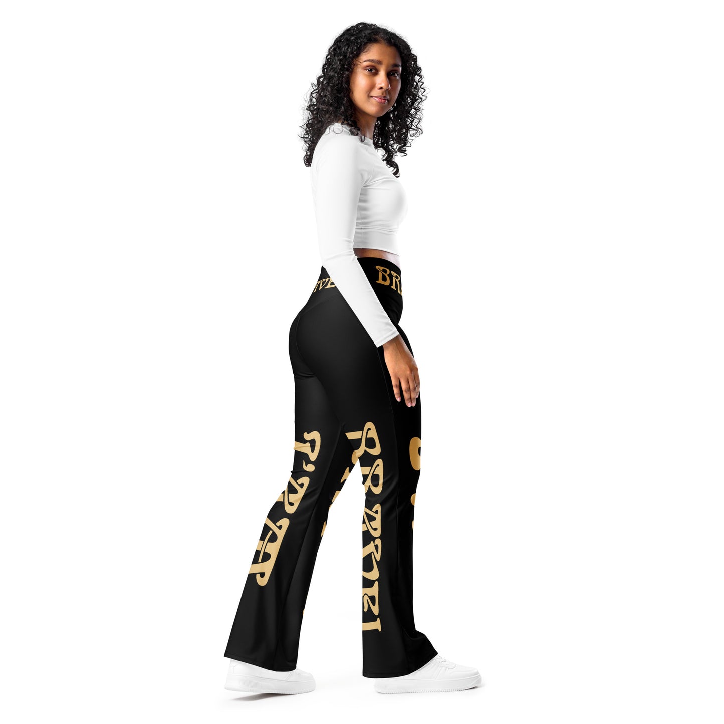“I’AM BRAVE!” Black Flare Leggings W/Fawn Font