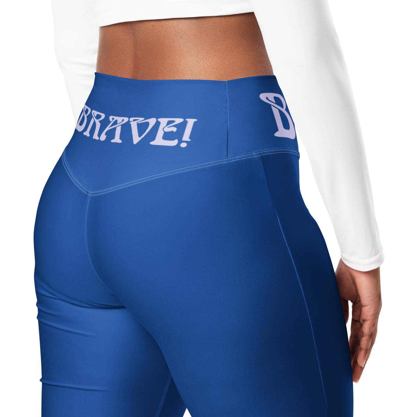 “I’AM BRAVE!” Blue Flare Leggings W/Melrose Font