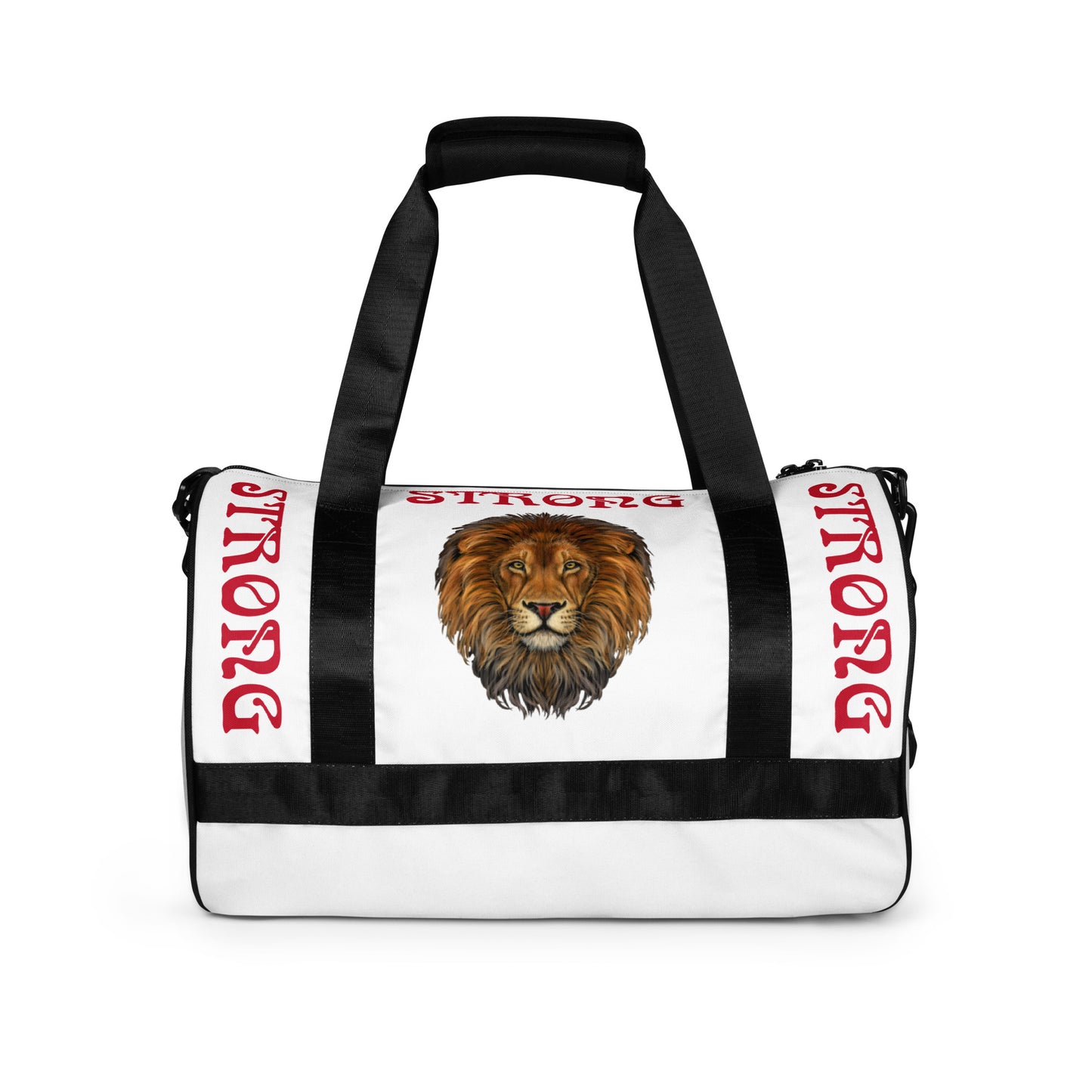 “STRONG” White Gym Bag W/Red Font