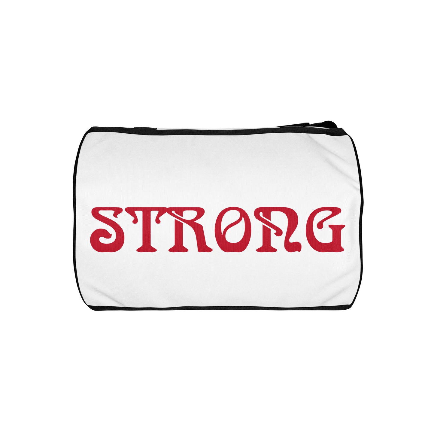 “STRONG” White Gym Bag W/Red Font