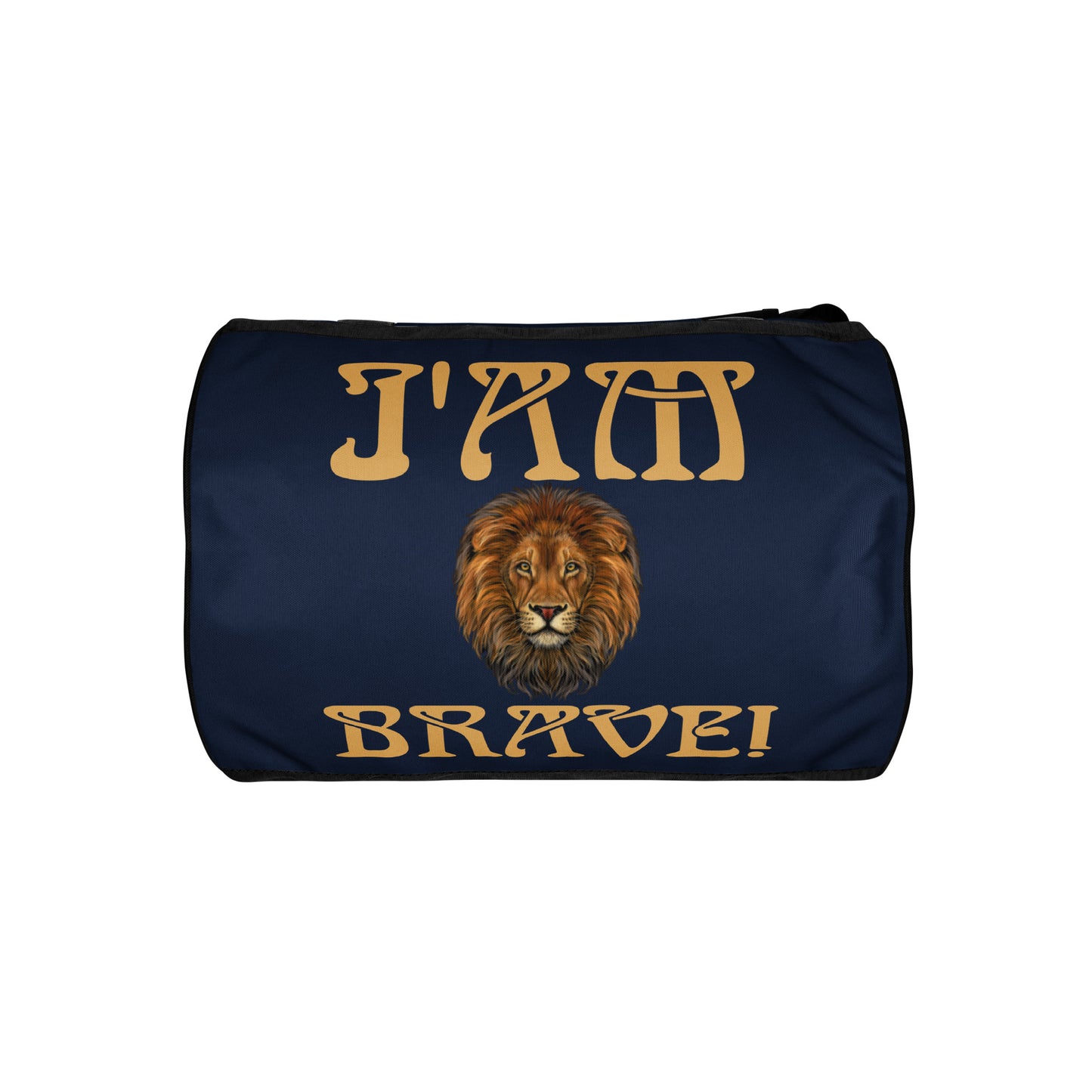 “I’AM BRAVE!” Navy Gym Bag W/Fawn Font