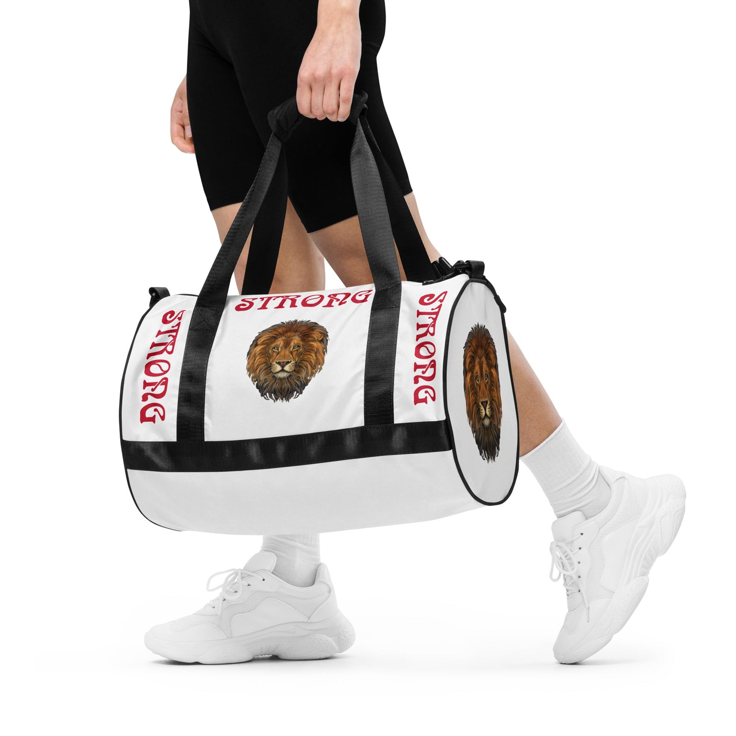 “STRONG” White Gym Bag W/Red Font