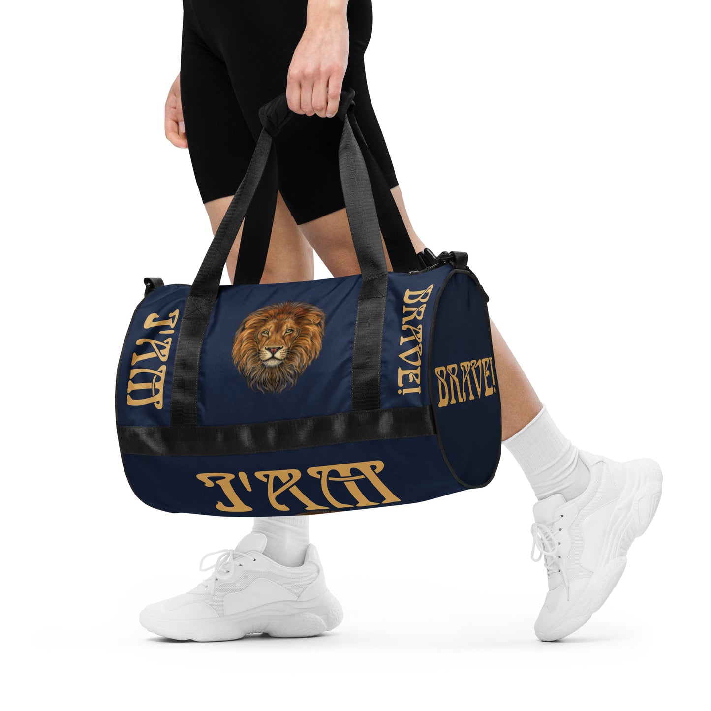 “I’AM BRAVE!” Navy Gym Bag W/Fawn Font