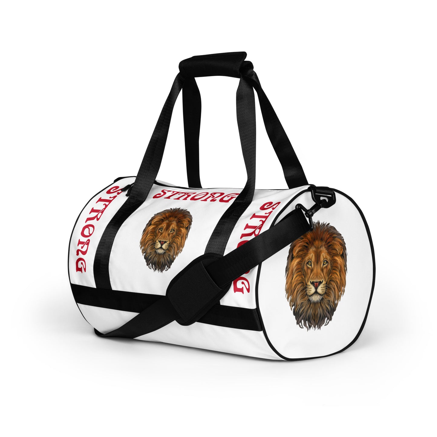 “STRONG” White Gym Bag W/Red Font