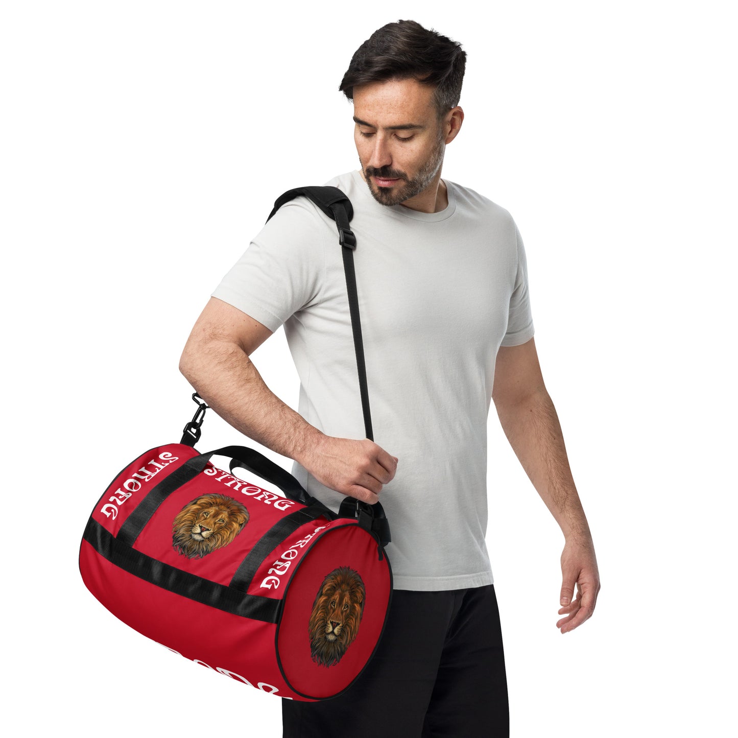 “STRONG” Red Gym Bag W/White Font