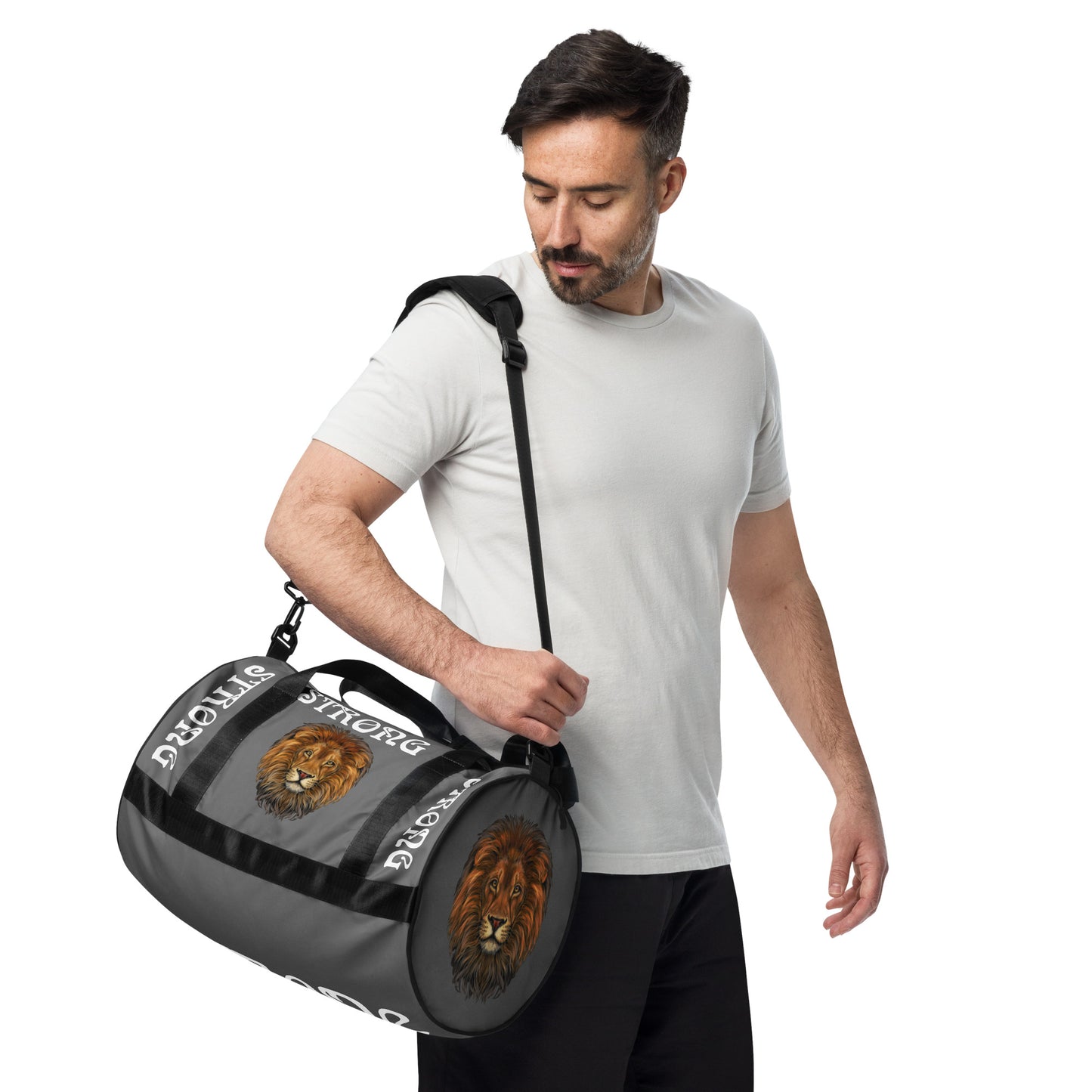 “STRONG” Grey Gym Bag W/White Font