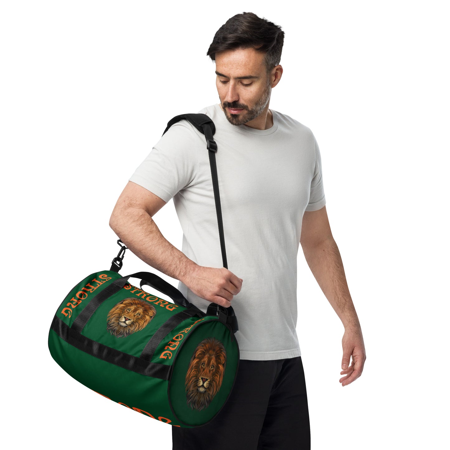 “STRONG” Green Gym Bag W/Orange Font