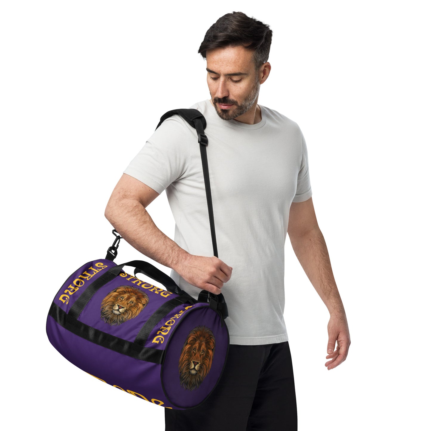“STRONG” Purple Gym Bag W/Yellow Font