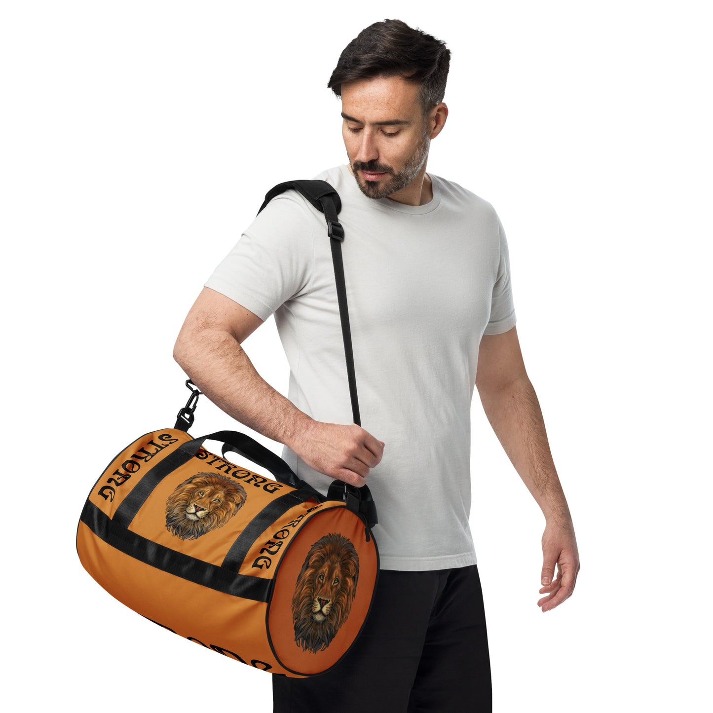 “STRONG” Bronze Gym Bag W/Black Font