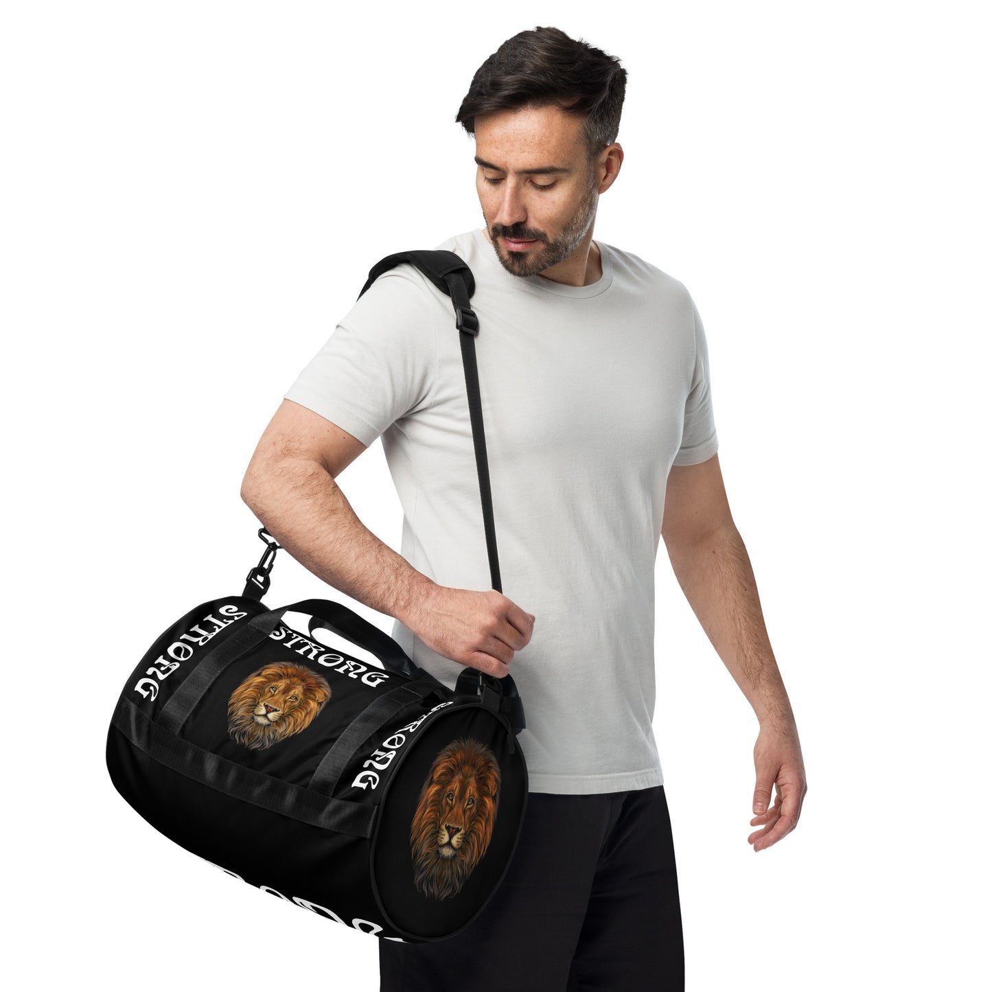 “STRONG” Black Gym Bag W/White Font