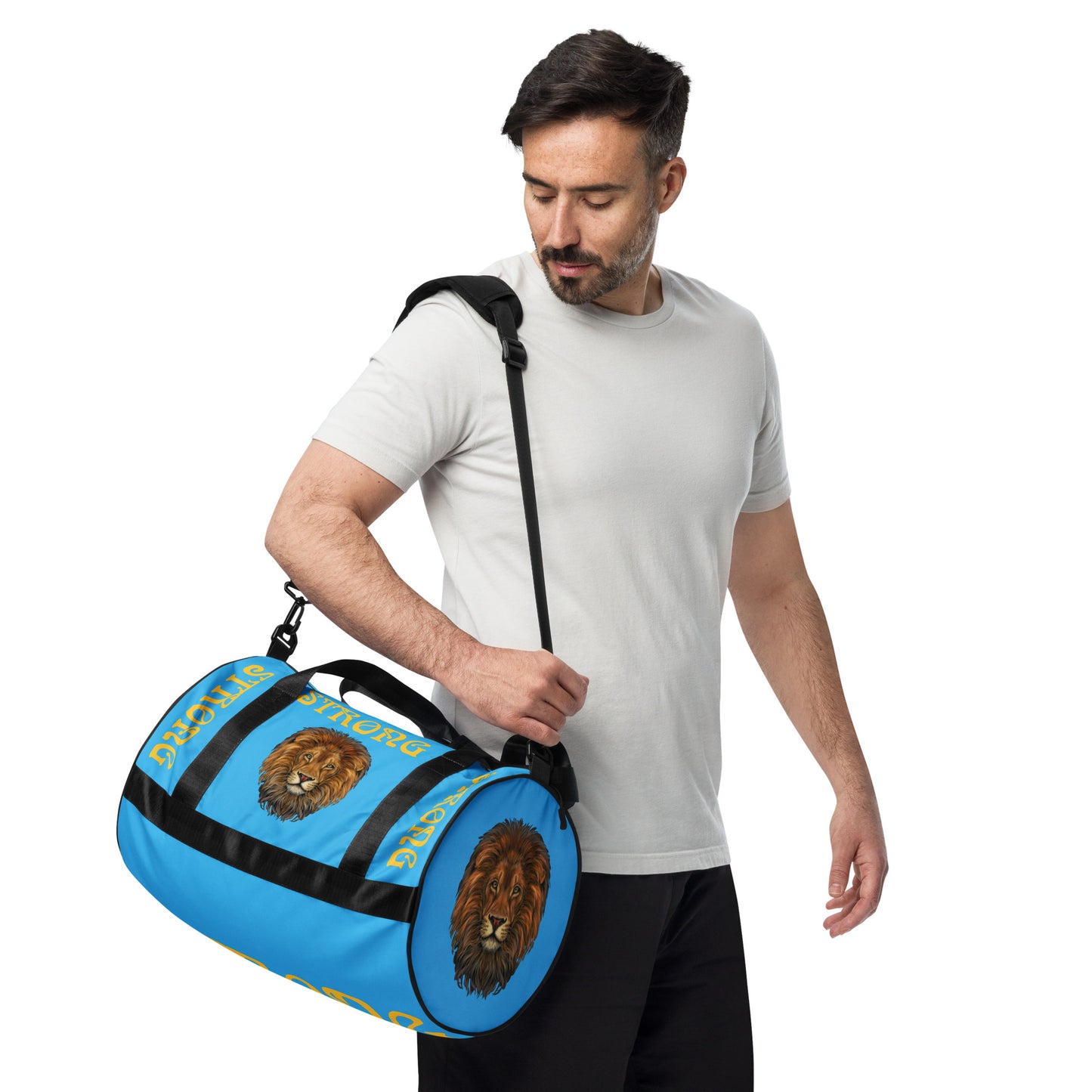 “STRONG” SkyBlue Gym Bag W/Yellow Font