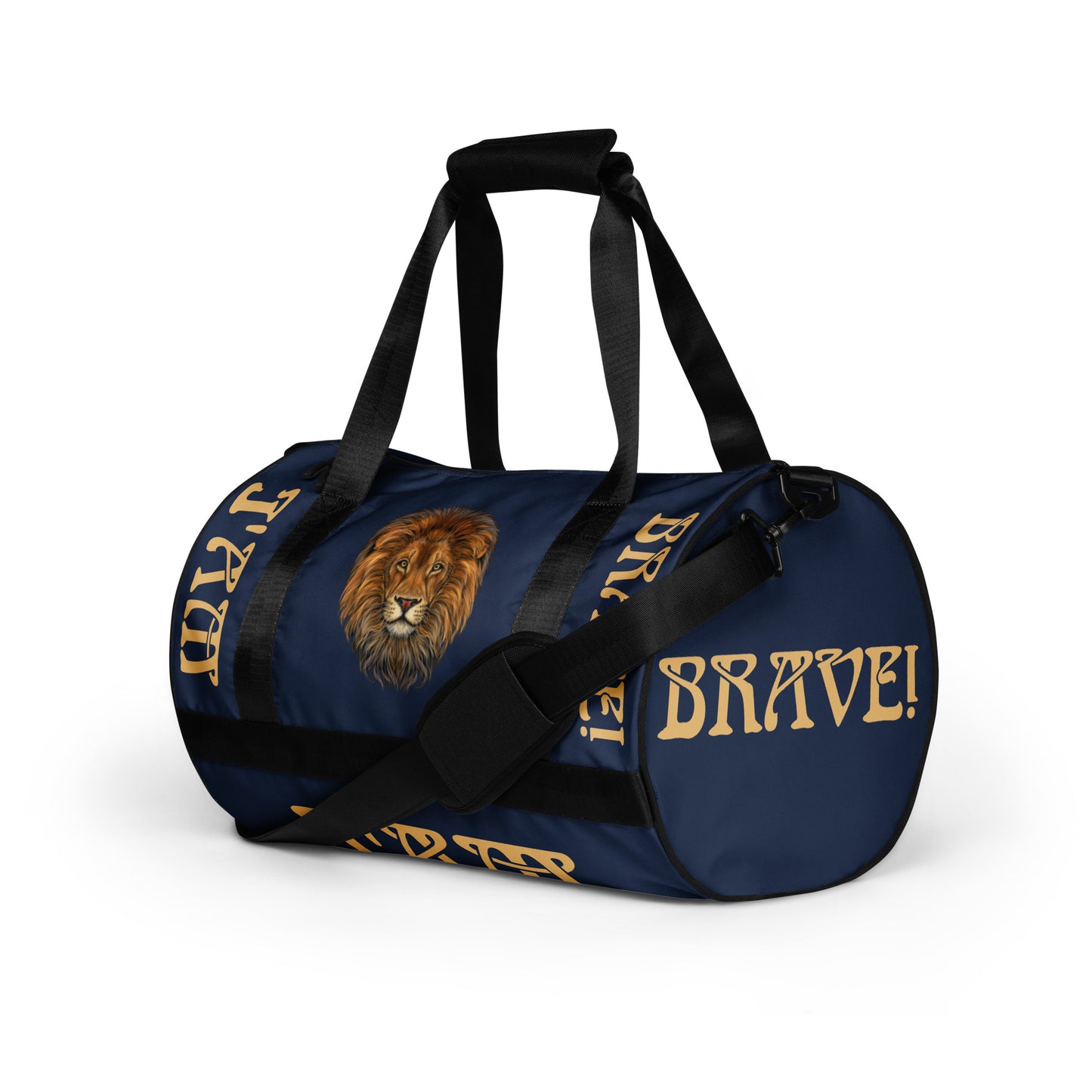 “I’AM BRAVE!” Navy Gym Bag W/Fawn Font