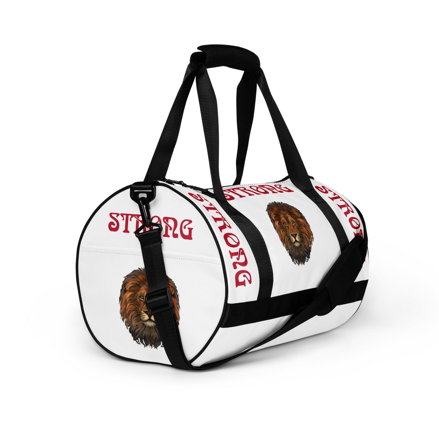 “STRONG” White Gym Bag W/Red Font
