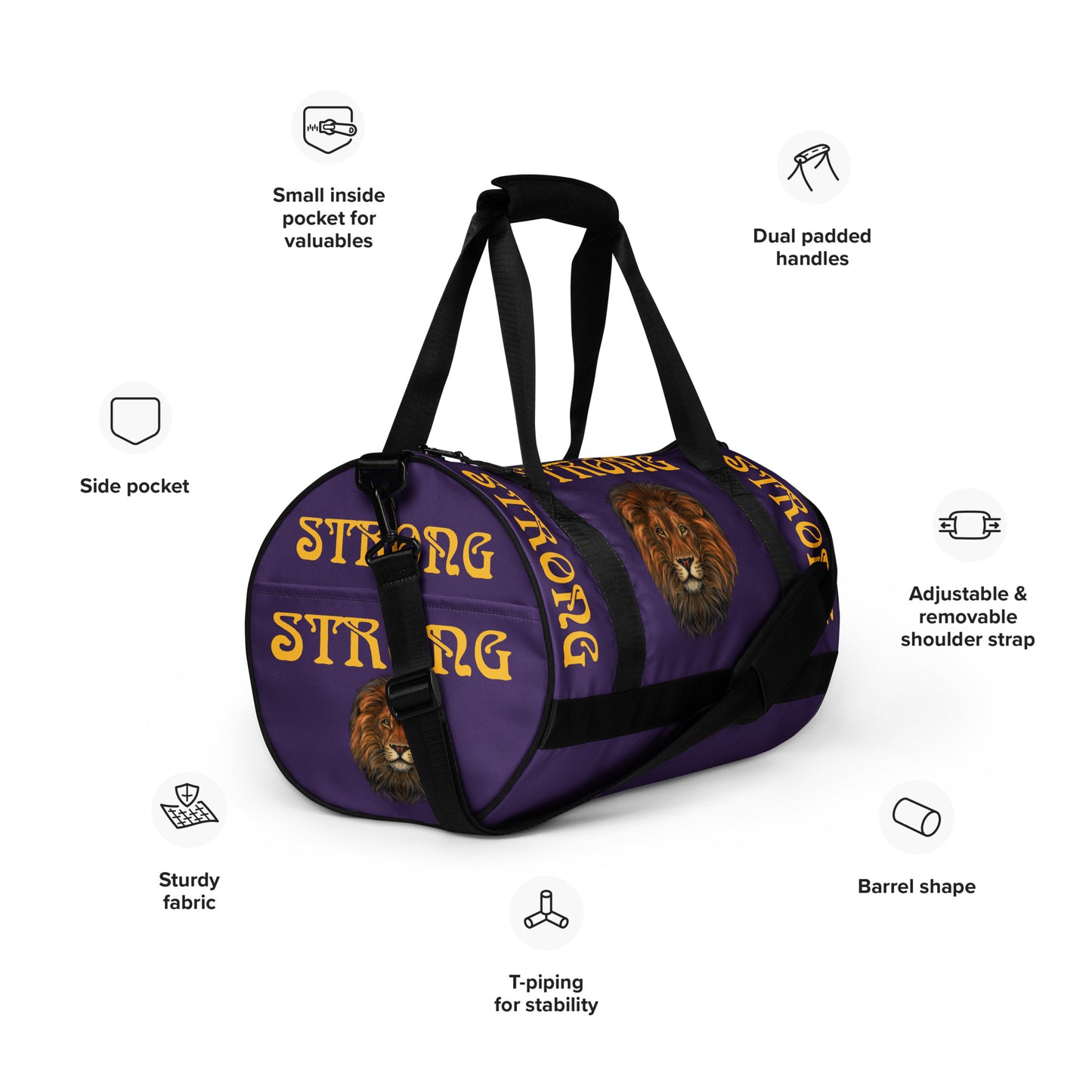 “STRONG” Purple Gym Bag W/Yellow Font