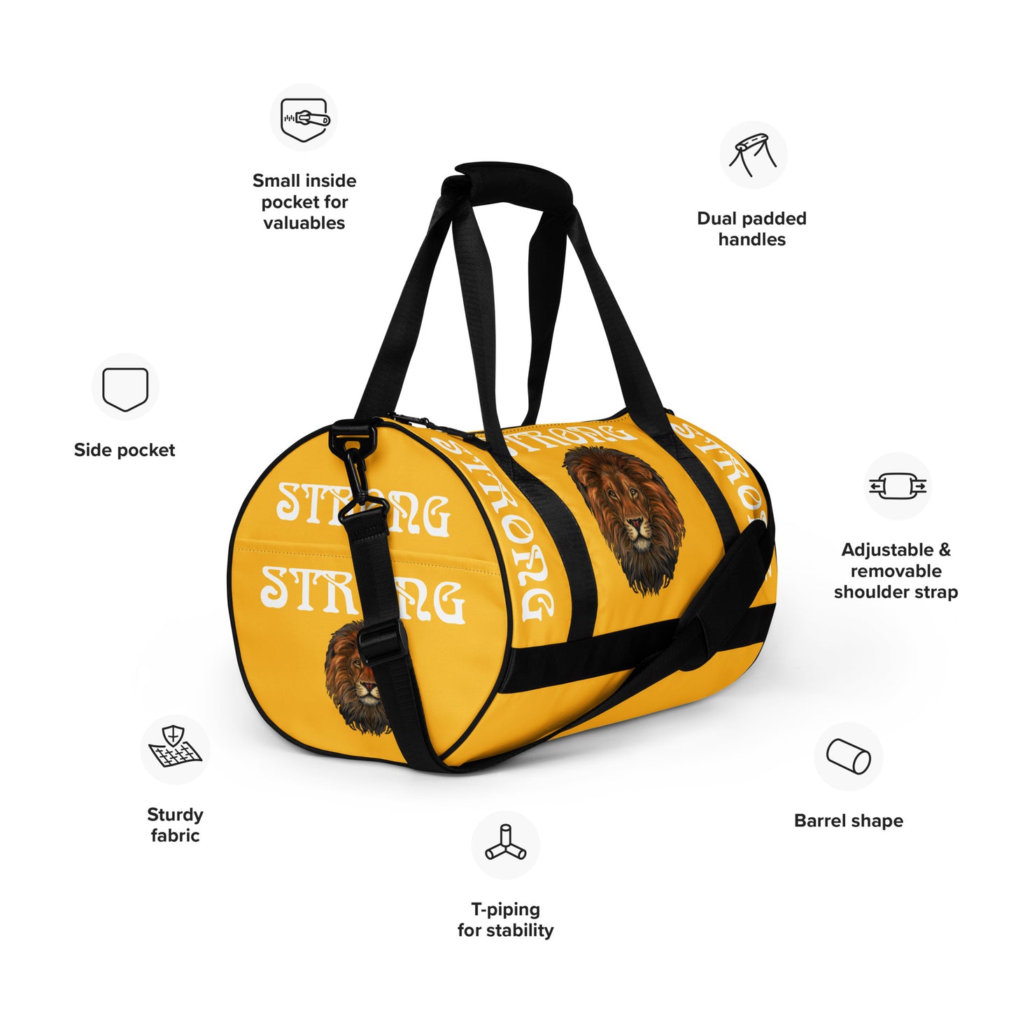 “STRONG” Yellow Gym Bag W/Yellow Font