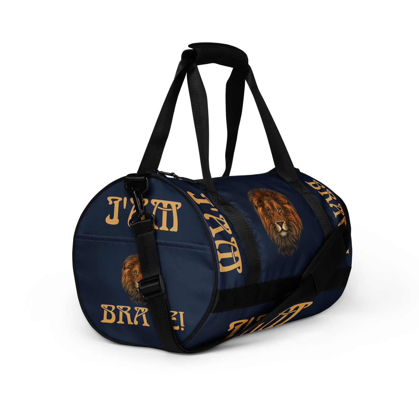 “I’AM BRAVE!” Navy Gym Bag W/Fawn Font