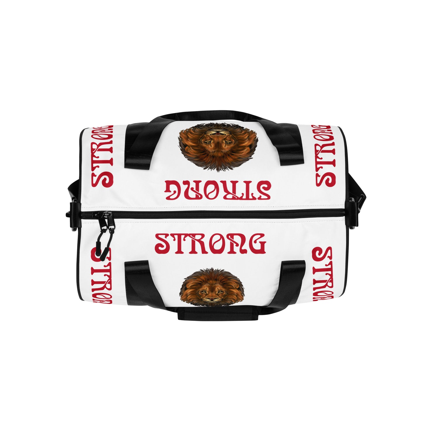 “STRONG” White Gym Bag W/Red Font