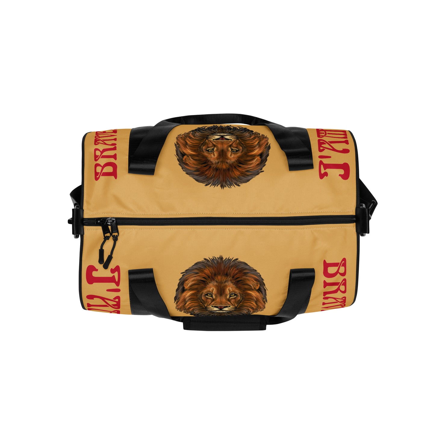 “I’AM BRAVE!” Fawn Gym Bag W/Red Font