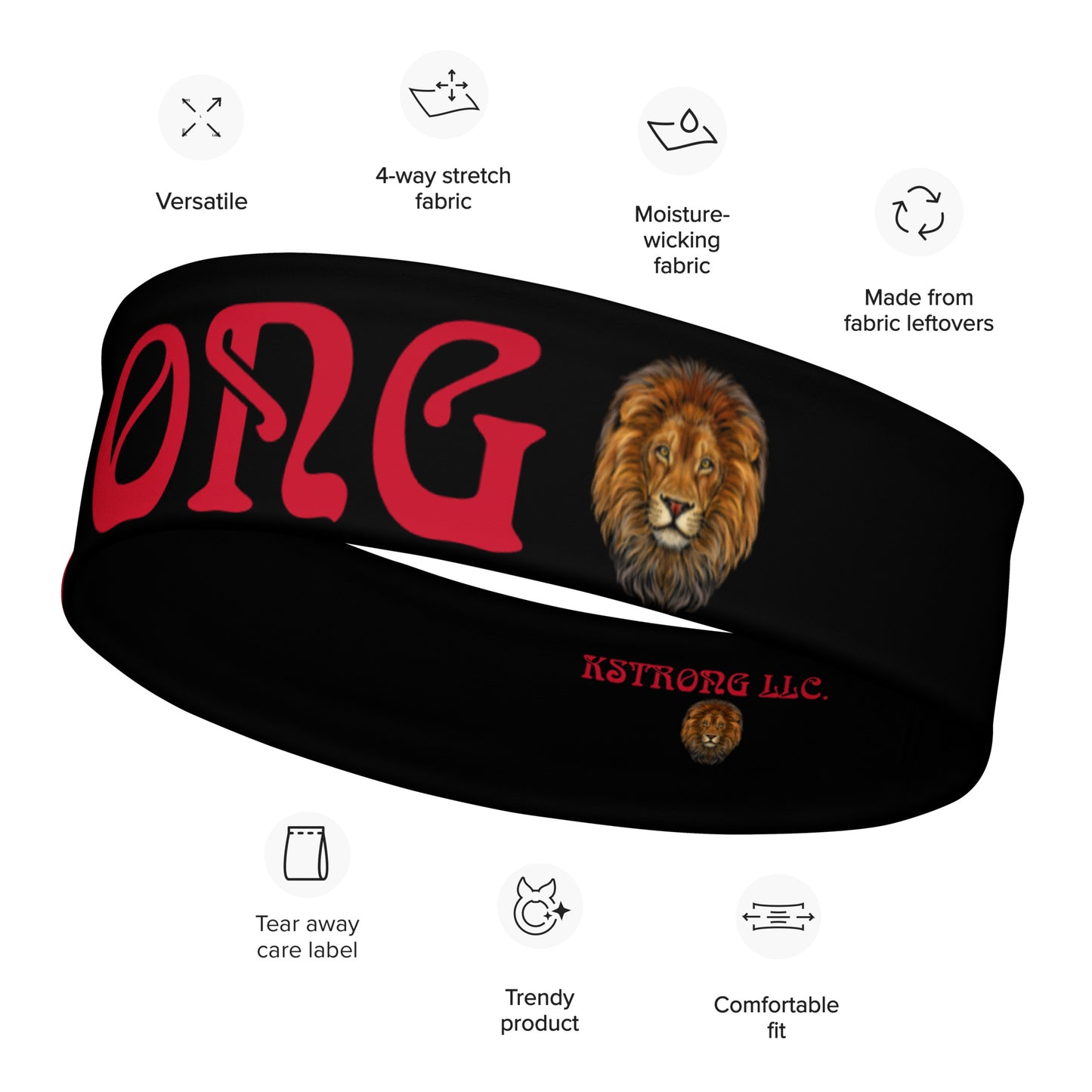 “STRONG” Black Headband W/Red Font