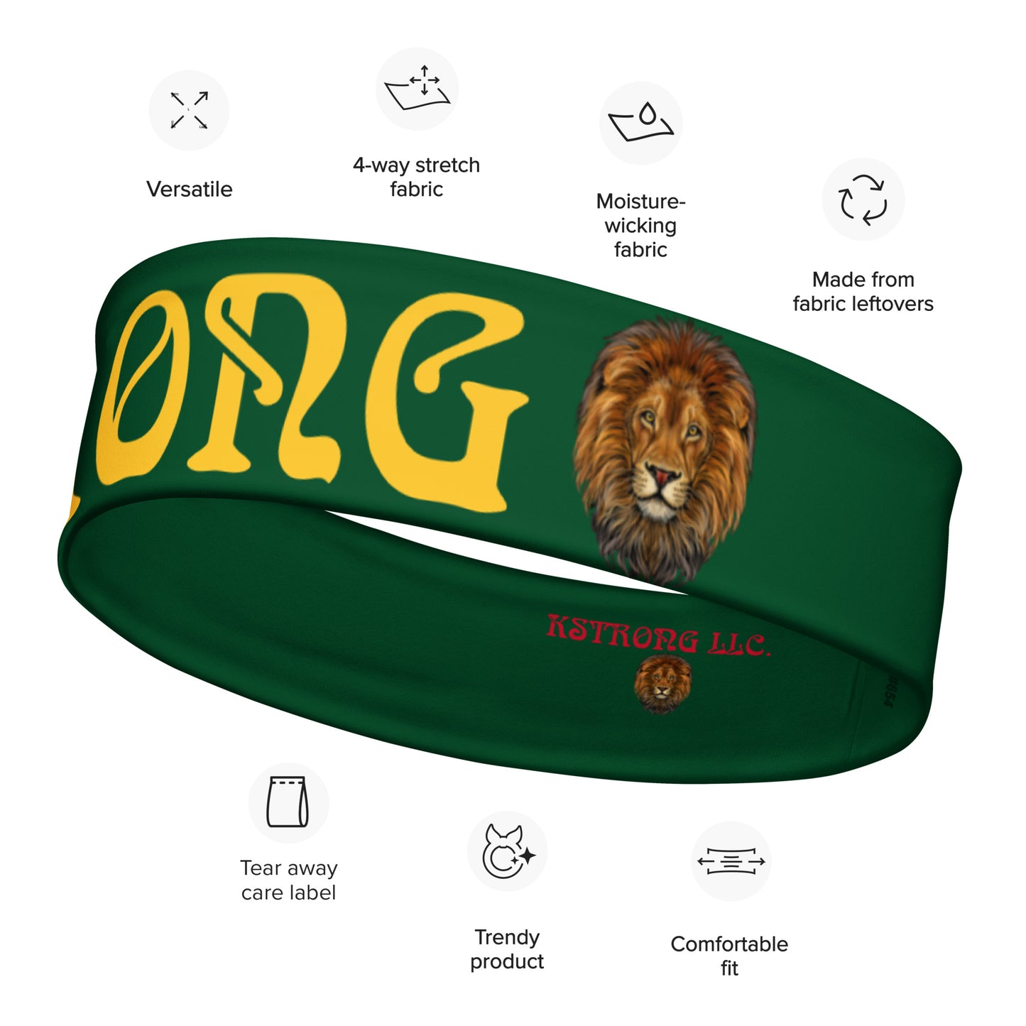 “STRONG” Green Headband W/Yellow Font