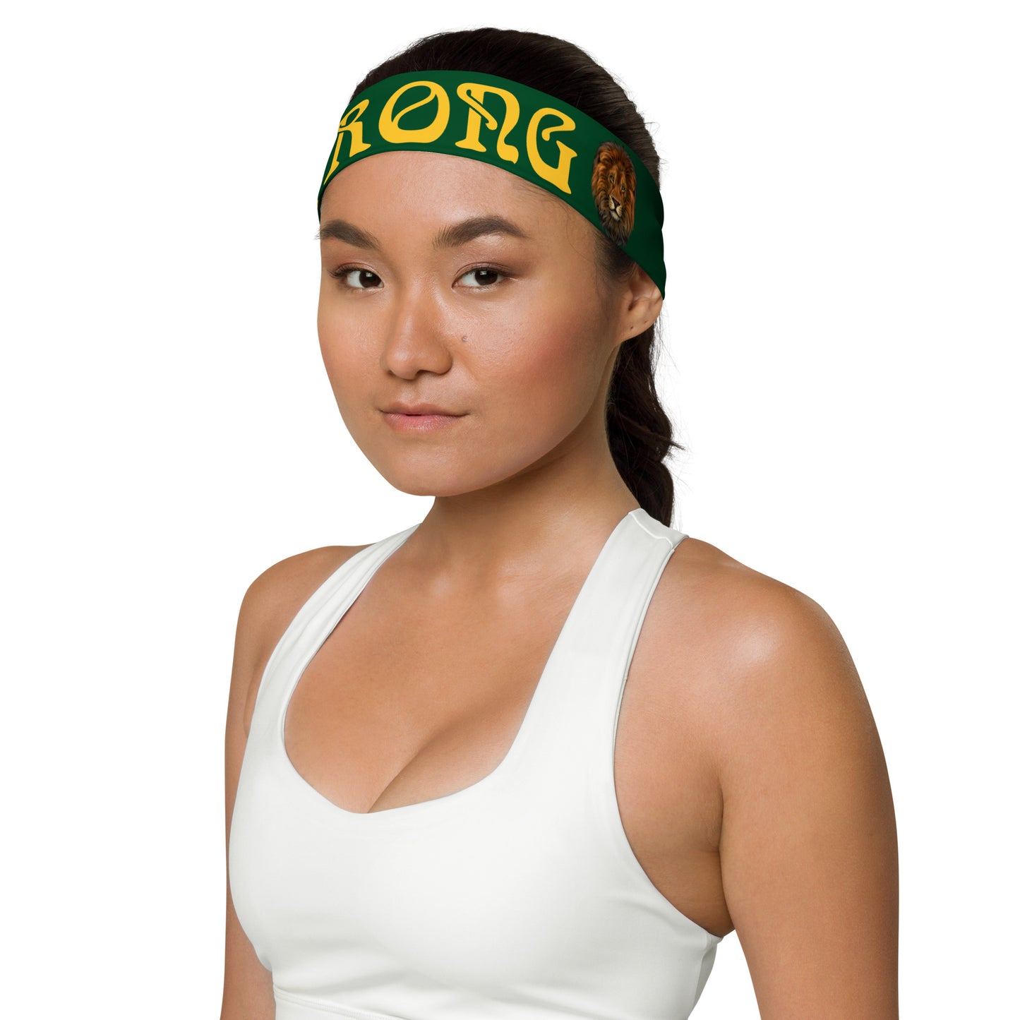 “STRONG” Green Headband W/Yellow Font