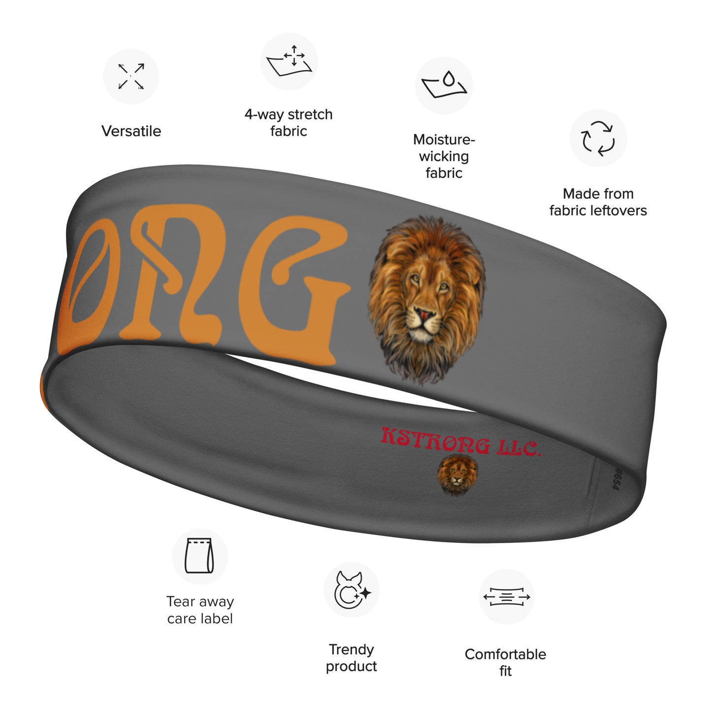 “STRONG” Grey Headband W/Brown Font