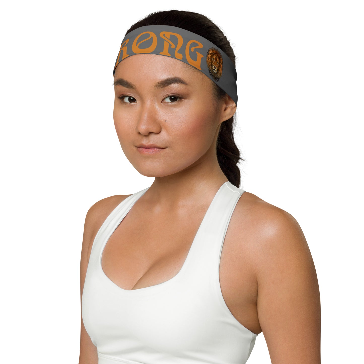 “STRONG” Grey Headband W/Brown Font