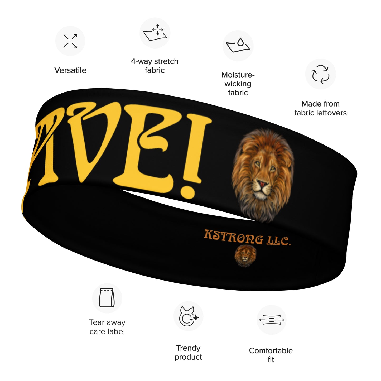 “BRAVE!” Black Headband W/Yellow Font