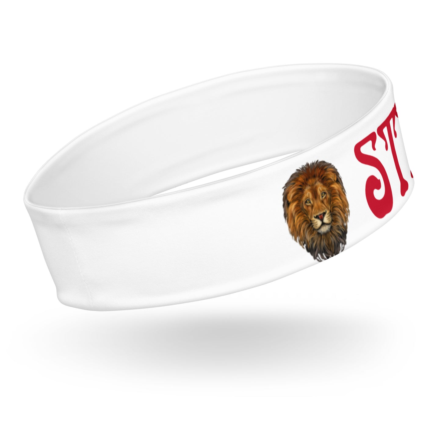 “STRONG” White Headband W/Red Font