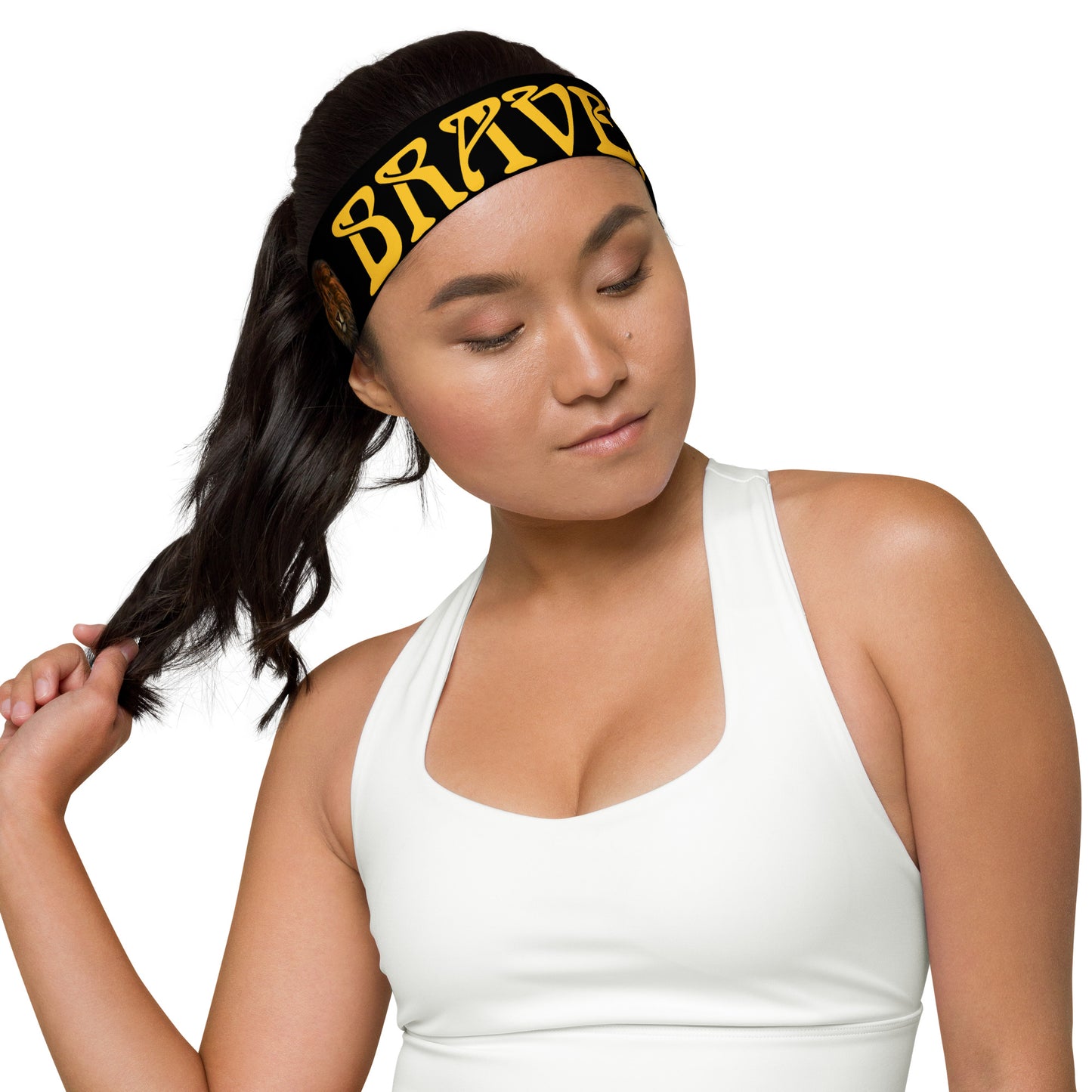 “BRAVE!” Black Headband W/Yellow Font