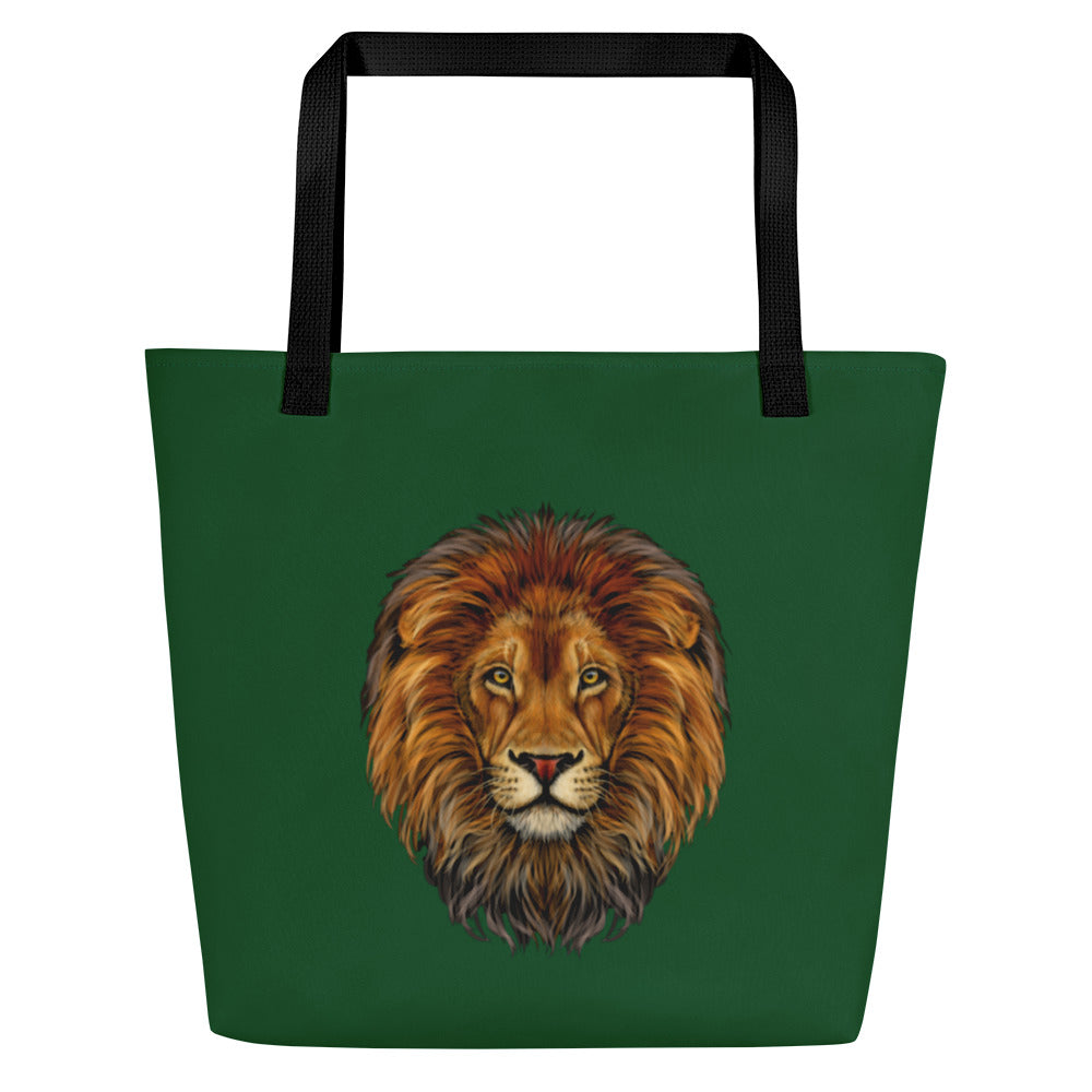 "STRONG"Green Large Tote Bag W/White Font