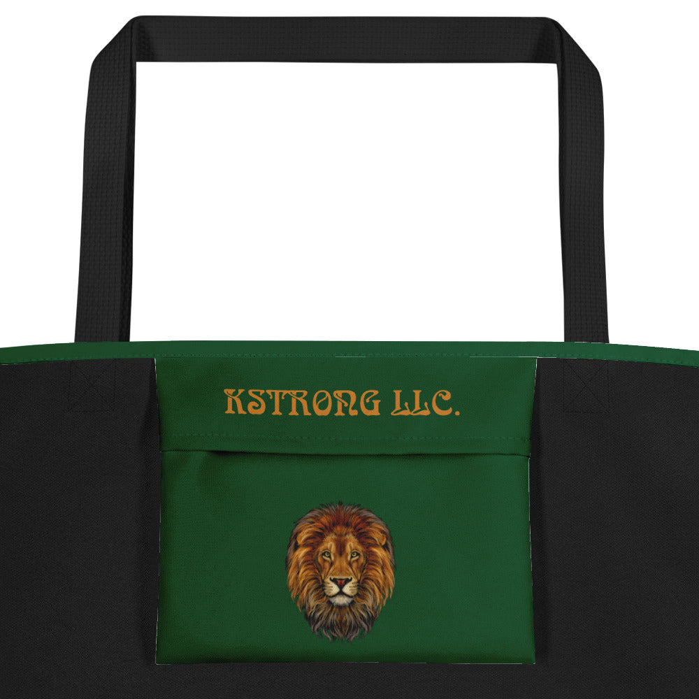 "STRONG"Green Large Tote Bag W/White Font